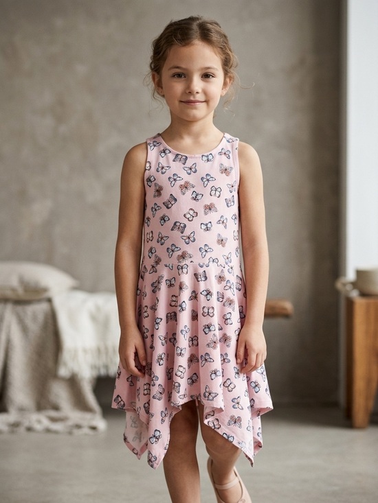 Joe Fresh Other - Joe Fresh Pink Butterfly Handkerchief Hem Dress